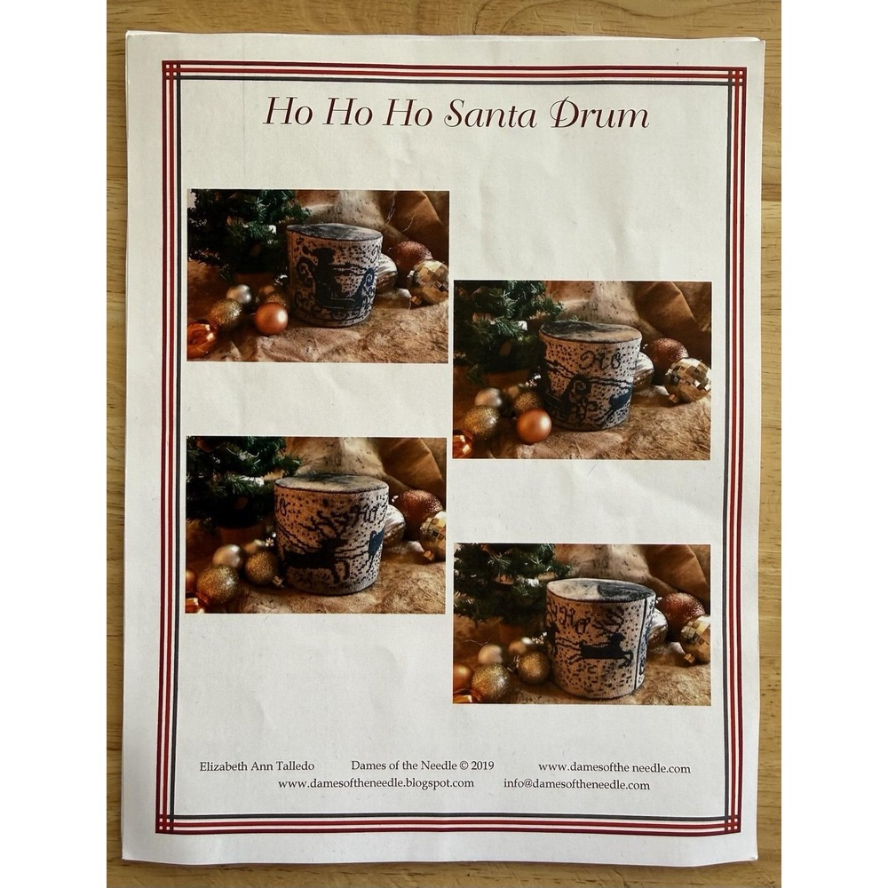 Ho-Ho-Ho Santa Drum Pattern by Dames of the Needle w Velvet & WDW Pea Coat Floss